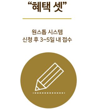혜택 셋 - 원스톱 시스템 신청 후 3~5일 내 접수